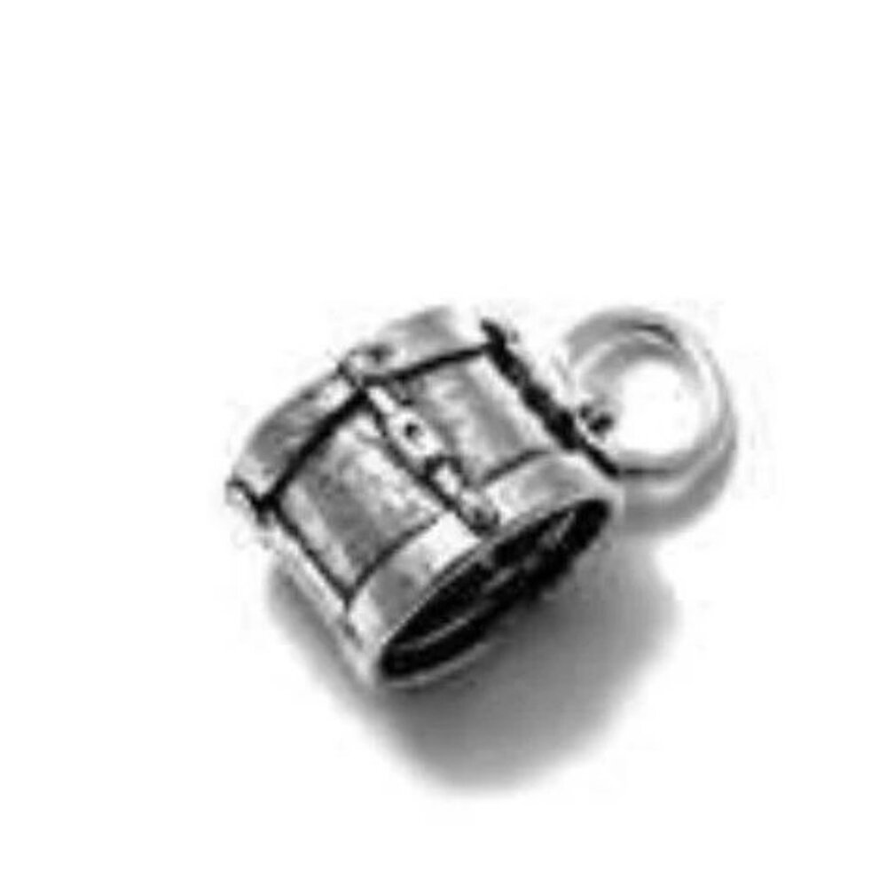 DRUM CHARM IN 3D. STERLING SILVER